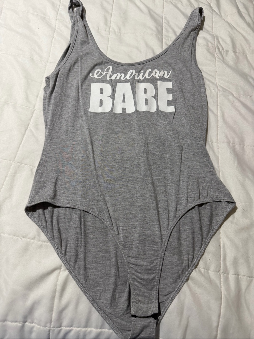 Charlotte Russe Light Gray Scoop Neck Tank Bodysuit